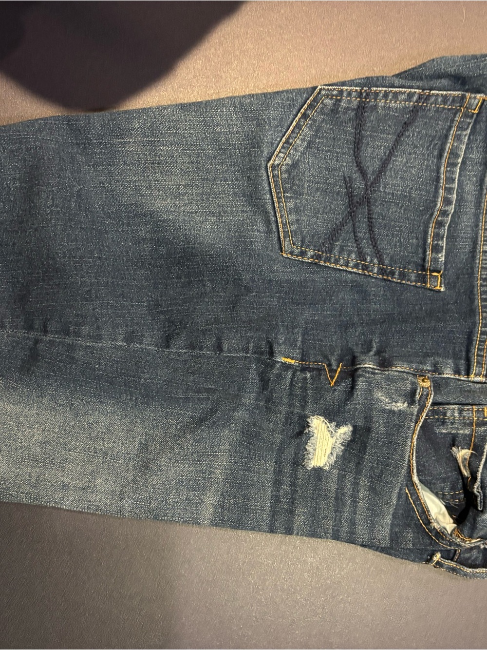 Aeropostale Dark Blue Shorts with Subtle Distress